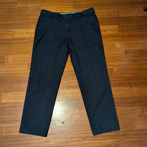 HAGGAR MEN'S DRESS PANTS-STRAIGHT FIT/PREMIUM STRETCH- 38 X 32-NAVY HEATHER